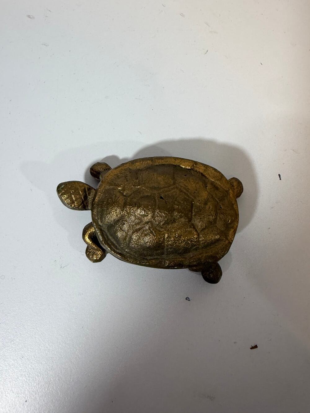 Midcentury Solid Brass Tortoise Turtle Shaped Trinket Dish Hinged Shell Ashtray